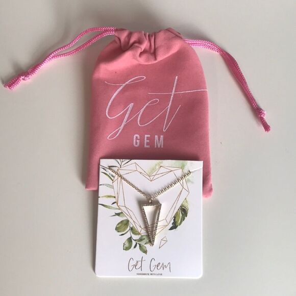 Get Gem - Pave Triangle Necklace - Handmade - New - Picture 2 of 2